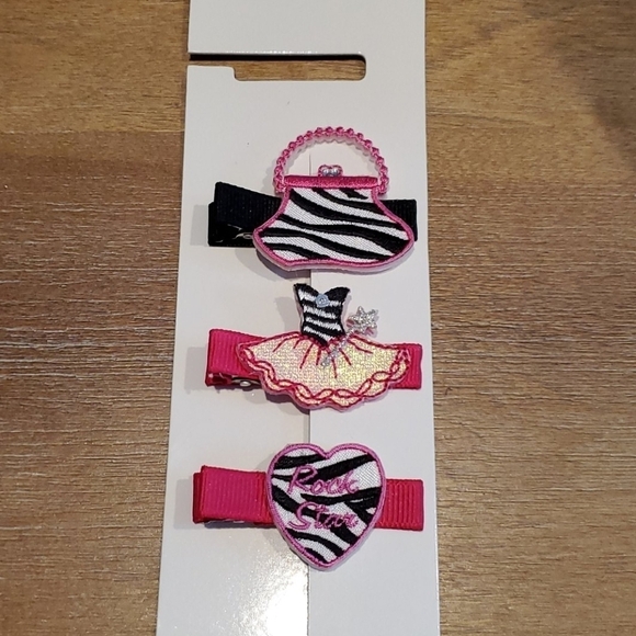 NWT Zebra Rockstar hair clippie set - Picture 2 of 2